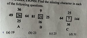 Find the missing character in each of the following questions.... | Filo