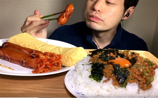 【Yumaゆま】纳豆鸡蛋盖饭 煎香肠厚蛋烧