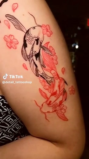 Koi Fish and Cherry Blossom Tattoos in Miami