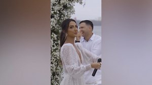 Joking bride blows off her dusty vows after wedding was posponed for three years