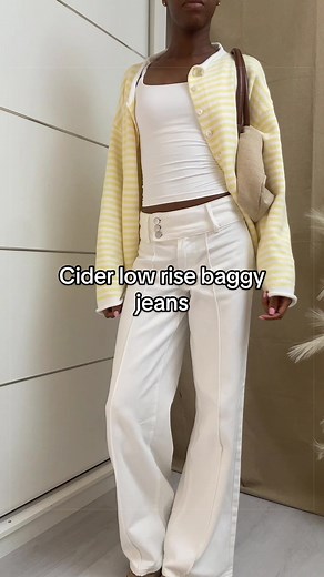 Trendy Low Rise Baggy White Jeans for Spring
