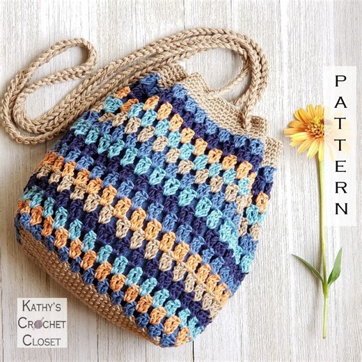 DIY Crochet Drawstring Purse PATTERN (PDF Download)
