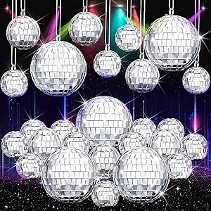 Blulu Mirror Disco 4d Disco Balls Ornaments Hanging Reflective Disco 4d Ball Silver Mini Disco Ball Christmas Tree Ornaments Decor 70s Disco Party Supplies for Dance Music Festive 3 Sizes(30 Pieces)