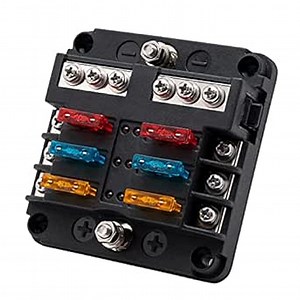 6 Way Fuse Block, 12 Volt Waterproof Boat Fuse Panel with LED Warning Indicator Damp-Proof Cover, Compatible with Car Motorcycle RV Truck Marine Golf Cart, DC 12-24V, 12 pcs Fuse Included