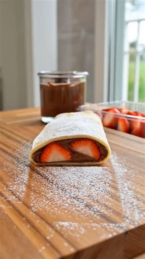 Satisfying strawberry crepe assembly 🤤✨ #foodie #shorts #cooking