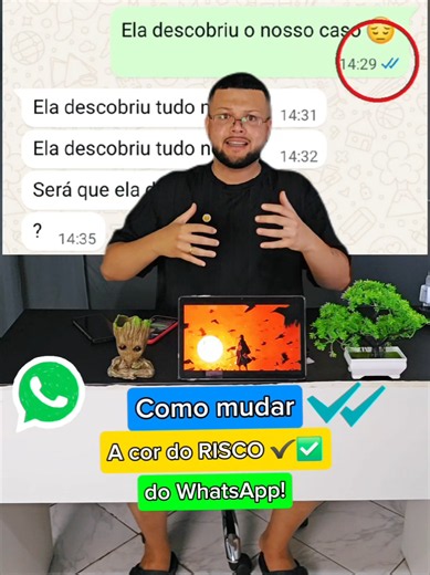 Como mudar o risco azul do WhatsApp #dicas #celular #whatsapp #novidades #tips