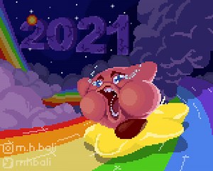 End of year Kirby 2021 This one was a pixelated recreation animatio...