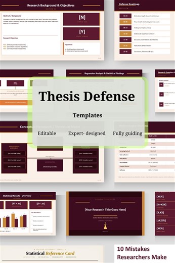 Thesis Defense Presentation Template | Phd Dissertation | 27 Editable Powerpoint Slides With Statistical Tables & Results - Etsy Canada