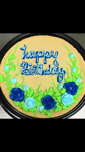 Happy Birthday Blue Roses Cookie Cake Ideas