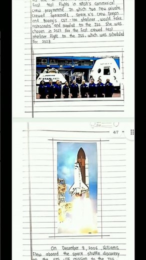 10th science 1 project// collect information about space missions undertaken by Sunita Williams.