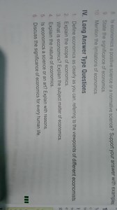 Questions on EconomicsDefine economics as clearly as you can,... | Filo