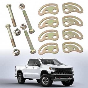 KR0026 4PCS Camber Bolt Kit,Camber Kit Compatible with 2001-2010 Chevrolet/GMC 1500HD 2500HD 3500 Trucks,1999-2018 Chevrolet/GMC 1500,2003-2009 Hummer H2 H2T,Upper Control arm Cam Bolts ±1.5 Degree