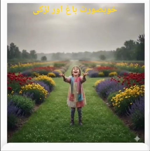 A girl enjoying in a beautiful garden.