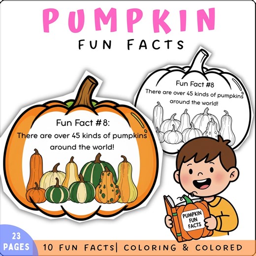 Pumpkin Fun Facts: Fall Bulletin Board & Coloring Pages (digital Download) - Etsy