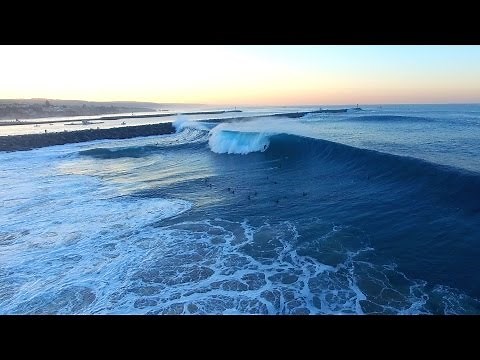Huge Surf! | Sunrise at The Wedge Newport Beach | 4K Drone Aerial