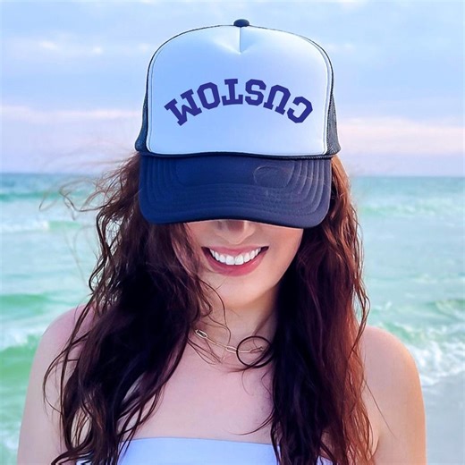 Custom Upside Down Text Trucker Hat - Etsy
