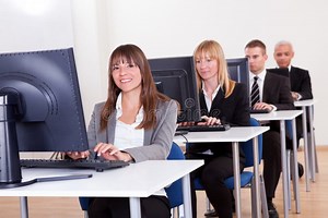 Group People Sitting Front Computer Monitors Stock Photos - Free & Royalty-Free Stock Photos from Dreamstime