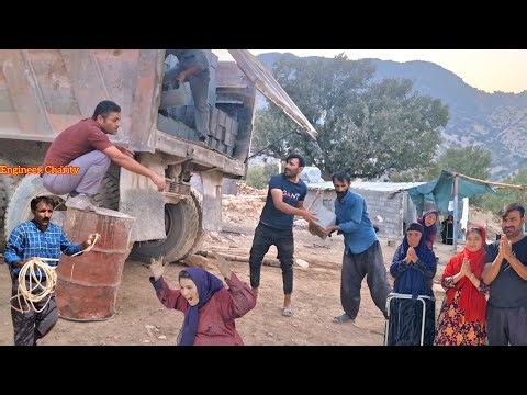 Stepmother documentary. Bringing blocks by charity. Helping grandmother build a villa