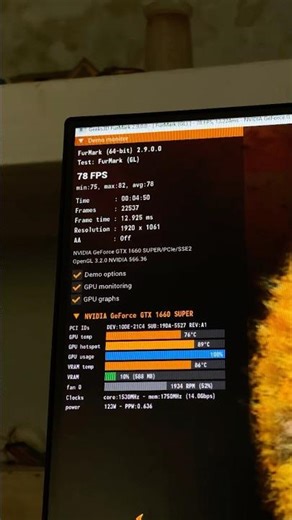 Nvidia 1660 super gpu stress test #Furmark #1660super #nvidia
