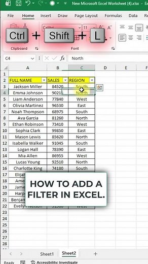 How to Add a Filter in Excel! #excel