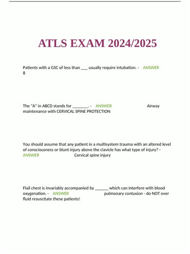 Advanced Trauma Life SupportATLS EXAMS REVIEW
