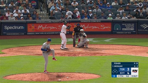 Braydon Fisher strikes out the side in the seventh 🎣 📺: Blue Jays 🆚 Yankees on Sportsnet | Sportsnet