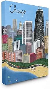 Stupell Industries Chicago Landmark Skyline Colorful Illinois Architecture