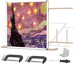 Tufting Frame, Rug Tufting Frame, Wooden Tufting Frame for Rug Making, IHEL Tufting Frame with PVC Clips, 27.6*27.6 Inch Tufting Frame Rug Making Supplies for Tufting Gun, Table Stand Frame Rug Making