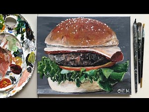 Easy Burger Painting Tutorial for Beginners Using Acrylics