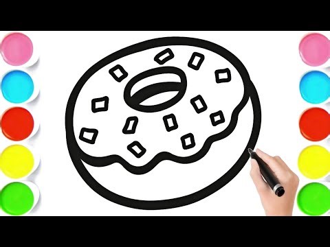 How To Draw Cute DOUGHNUT Drawing, Painting & Coloring For Kids and Toddlers_🌈🖌️🐬