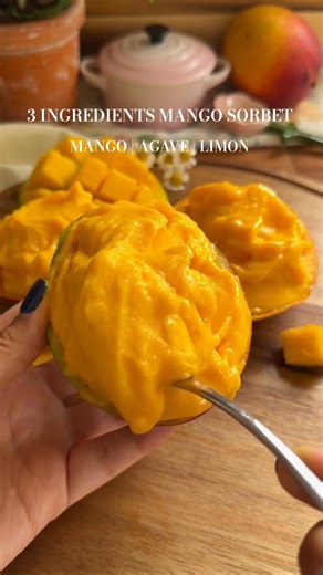 2-INGREDIENT MANGO SORBET 🥭 (No Ice Cream Maker!) #mexicanfoodblogger #travel #foodrecipe