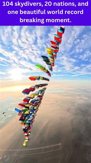 104 skydivers from 20 countries came together to form one of the most breathtaking world-record