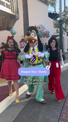 Meeting Goofy in Mickey & Minnie Dapper Day Outfits