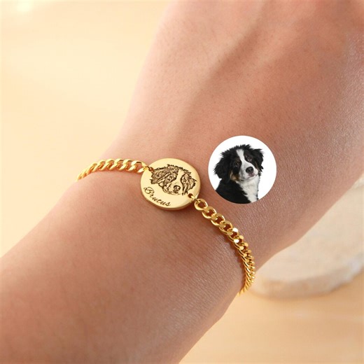 Custom Pet Portrait Bracelet • Pet Portrait Custom Bracelet for Dog Mom • Engraved Cat Portrait • Pet Memorial Gift • Gift for Pet Lover - Etsy