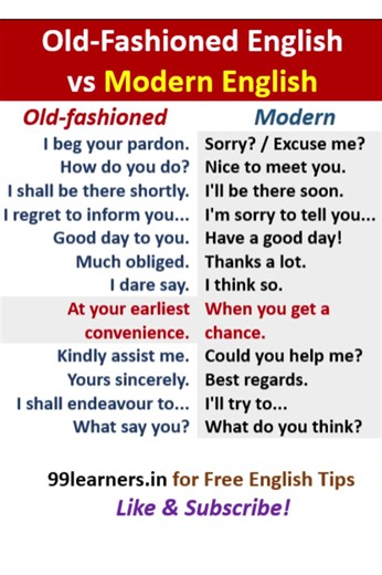 Old Fashioned English vs Modern English #LearnEnglish