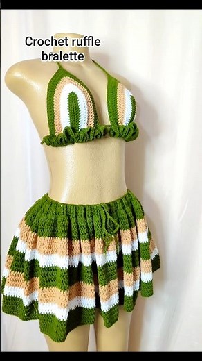 crochet ruffle bralette tutorial now available#crochet#crochetbralette#ruffles #ascarcrochets