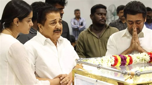 Suriya and Sivakumar break down in tears at AVM Saravanan's funeral; AVM Studio filled with grief, video goes viral