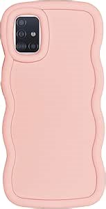 Slim Fit Case for Samsung Galaxy A51 4G, Wave Frame, Cute Soft TPU Thin Protective Phone Cover for Women, Light Pink