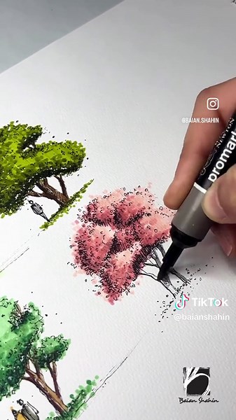 Coloring a Tree with Alcohol Markers - Freehand Artist Tutorial