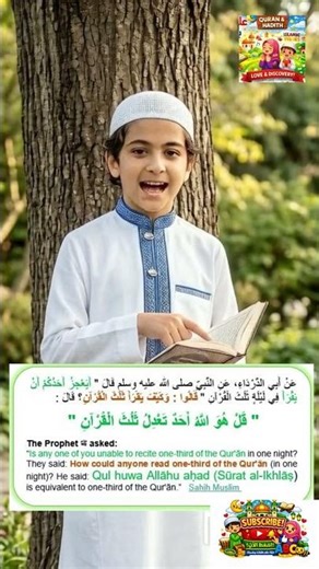 قُلْ هُوَ اللَّهُ أَحَدٌ تَعْدِلُ ثُلُثَ الْقُرْآنِ (Sūrat al-Ikhlāṣ) is equivalent to one-third