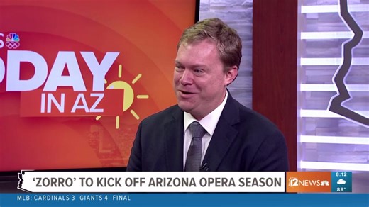 Did you catch us on 12News? Hear Brian DeMaris, President & General Director, share his excitement for ZORRO and how it found a home in opening our 2025/26 Season. Tickets for ZORRO are going fast, but there's still time to get yours! Experience the action, romance, and singing at Symphony Hall this weekend on Saturday, Sep 27 and Sunday, Sep 28 and in Tucson at The Linda Ronstadt Music Hall on Saturday, Oct 4. GET TICKETS: https://ow.ly/kLAE50X38kW | Arizona Opera