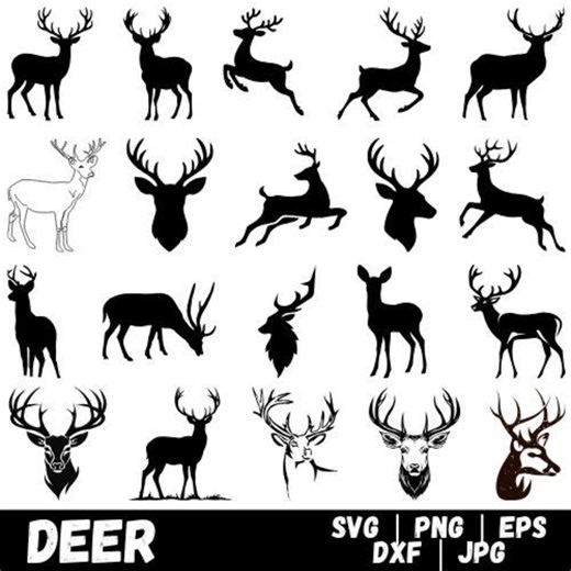 Deer SVG Bundle, Deer Hunting SVG, Deer Png, Deer Vector, Deer Cut Files, Deer Head Svg, Deer Antlers Svg, Laser Cut Files, Deer Bundle - Etsy