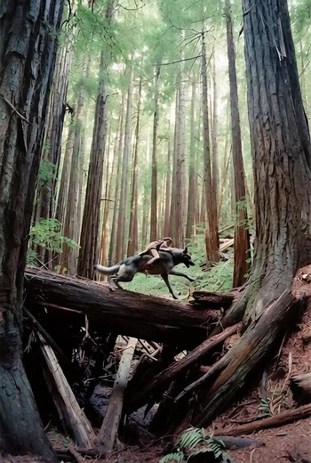 Elven huntress and timber wolf | Imagine AI