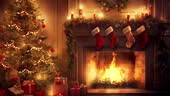 In this heartwarming Christmas scene, a beautifully decorated...