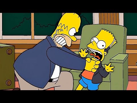 The Simpsons Homer strangling Bart, who became the producer of the broadcasting station.