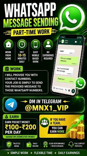WhatsApp Message Sending Work 2026 | Part-Time Work From Home | Mobile Job Guide