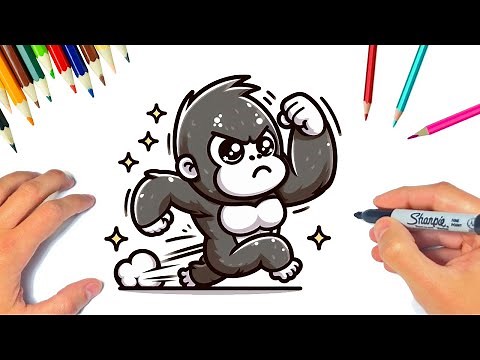 Como Dibujar un GORILA 🦍 | Paso a Paso | Dibujo FACIL | Para NIÑOS y NIÑAS | KAWAII