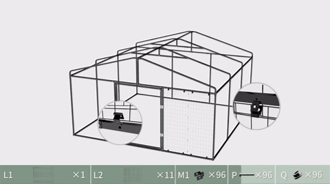 ASJMR 10x10x6 FT Outdoor Dog Kennel Large Dog Cage Fence with Waterproof Roof Cover & Double Safety Locks