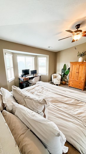 I used to have 10 pillows on my bed. TEN. I never made my bed because it took too long to make AND to unmake. So all those pillows just lived on the ground and I would step over them every day. I finally realized I needed to simplify my bedroom to make it easier to keep tidy. I didn’t need all these decorative pillows, so I got rid them. My bed became much easier to manage and takes less than 30 seconds to make every morning. The five pillows we use (which I do recognize is a still a lot for som