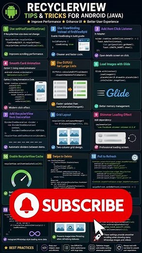 RecyclerView Tips & Tricks Every Android Developer Must Know 🚀 | Java & Android Studio #AndroidTips